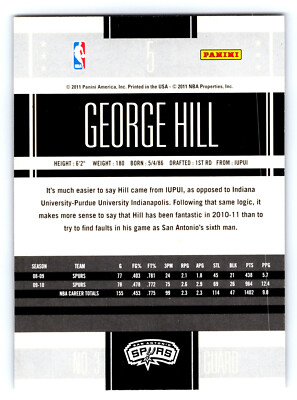 2010-11 Panini Classics Basketball George Hill San Antonio Spurs