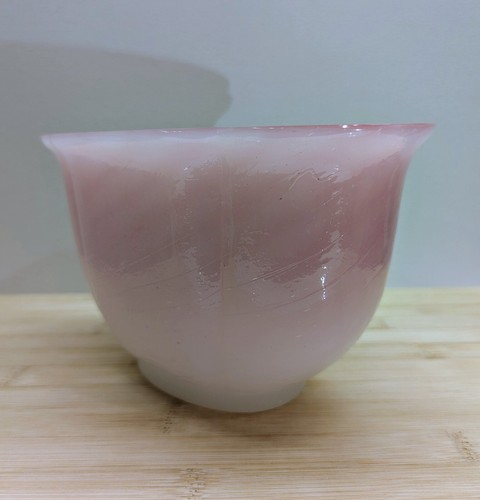 WOW! Vintage (maybe Antique) Pink PEKING GLASS Lobe Shaped Bowl Soft Pink White - Picture 13 of 19