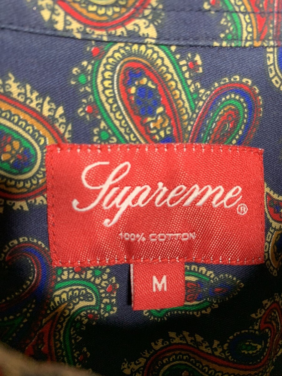 最終価格Supreme 13FW Paisley Crusher Supreme Paisley Button Up Shirt Long Sleeve Navy Fw13 Box Logo Tnf