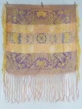 Vintage gorgeous WWll Taj Mahal Silk satin Piano Shawl 1940s scarf 81x80cm