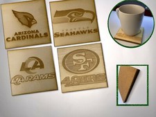 Wooden NFL Drink Coasters NFC West 49ers - Seahawks - Cardinals - Rams