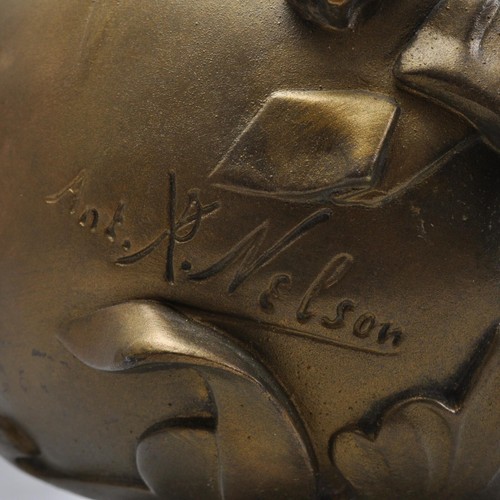 Heavy Art Nouveau Metallkrug, Anton R. Nelson 1880-1910, Gift Jar, Bronzed - Picture 6 of 6