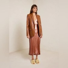 ALC NWT 0 Dakota Vegan Faux Leather Jacket Blazer Cognac