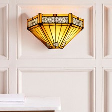 Image of Antique Tiffany Style Wall Light Handcrafted Stained Glass Lamp E27 screw Bulb