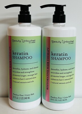 2 Bottles Beauty Untouched ~ Keratin Strengthening Shampoo w/ 7 Natural Extracts