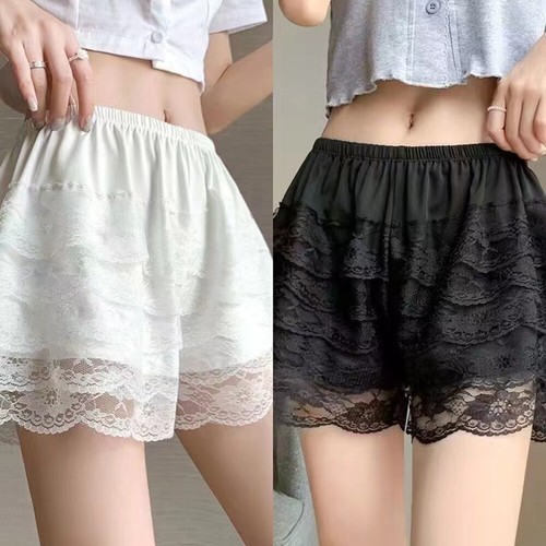 Womens Satin Lace Underwear Frilly Pettipants Bloomers Safety Lolita Short Pants - Picture 12 of 15