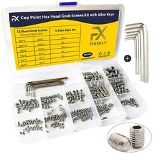FIXXELY Set Screws Assortment Kit (M3, M4, M5, M6, M8) with Allen Keys – Dura...