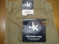 NEW 50 Belk J Khaki Rugged Tan Adjustable Waist Cotton Boys Pants Size 8 Husky