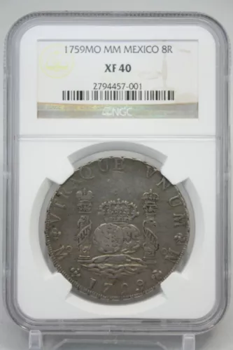 1759 MO MM MEXICO Silver 8Reals KM-104.2 NGC XF40 #7001