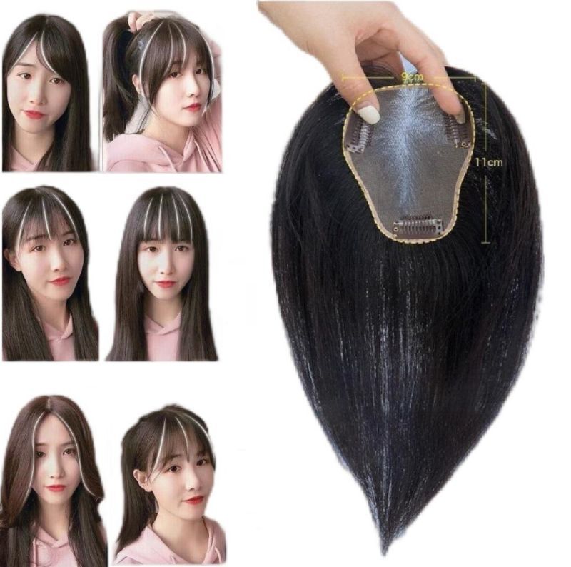 3.5"X4.3" Mono Base Virgen Cabello Humano Topper Wiglet Bang Pieza Clip en 6"~14"