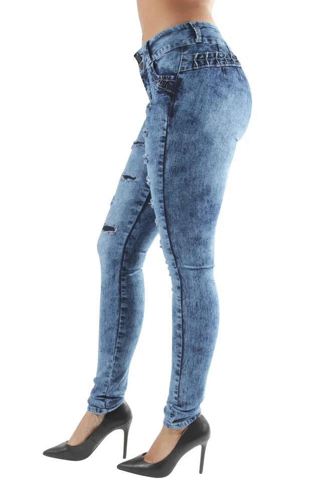 Jeans ajustados rasgados diseño colombiano, levantamiento de glúteos, Levanta Cola Foto 3 de 4