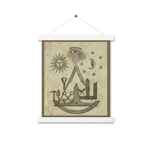 Freemasonry Symbols Poster with Wooden Hanger – Unique Vintage Masonic Artwork - Picture 16 of 22