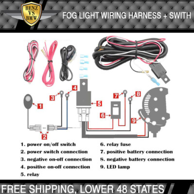 wiring led pods to fog lights Universal Fog Lights Wiring Harness Switch Kit For LED Work Light Bar Pods