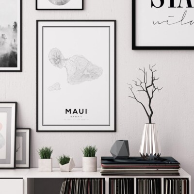Hawaii Maui Map 50x70cm Poster Premium Quality