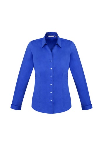 5PC X LADIES SHIRT POLY COTTON Y-NECKLINE TURN BACK CUFF LONG SLEEVE SHIRT - Picture 2 of 11