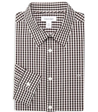 $79.50 Calvin Klein Men's Checkered Long Sleeve Dress Shirt, Brown Multi, L