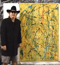 64”X44” Pollock/Richter style canvas painting Acrylic,Abstract, Modern,X Large