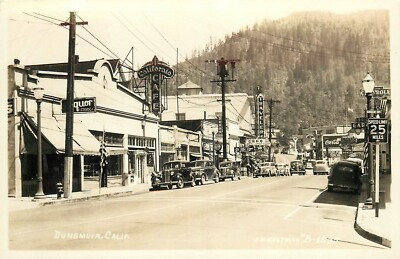 1940s Dunsmuir California Street Cafe Coca Cola Eastman RPPC Postcard 25-4460