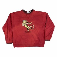 Disney World Tigger Sweatshirt Womens Sz Medium Faded Worn Y2K Embroidered Red