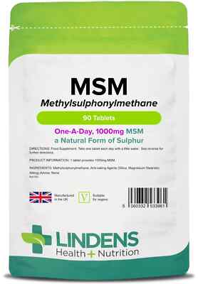 MSM (Methylsulfonylmethan) 1000mg Gelenk- & Hautgesundheit 90 Tabletten [Linden 3961]