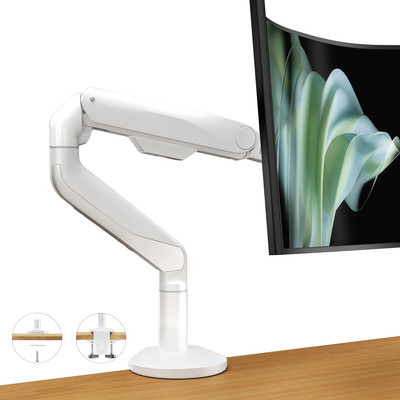 Ultrawide Adjustable Gas Spring Monitor Arm for 17-49'' Screens, White