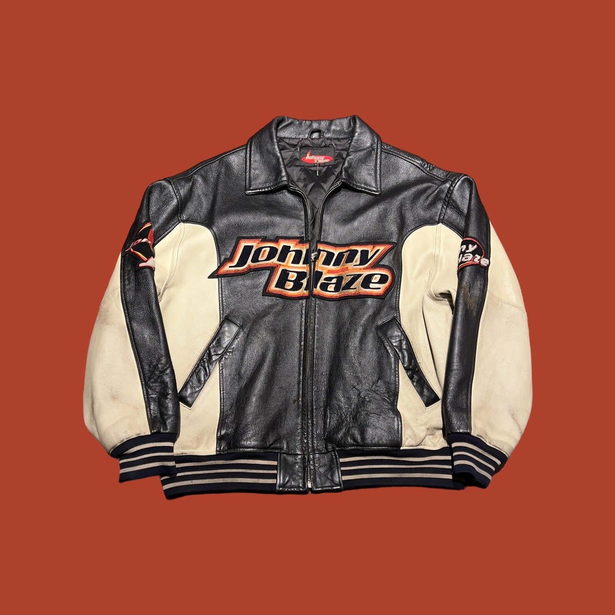 Vintage 90s Johnny Blaze Leather Bomber Hip Hop Jacket Wu Vintage 90s Johnny Blaze Leather Bomber Hip Hop Jacket Wu