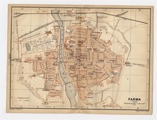 1899 ANTIQUE CITY MAP OF PARMA / EMILIA-ROMAGNA / ITALY