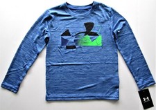 Under Armour Boys Heat Gear Carolina Blue  Black Long Sleeve Shirt Y6  Y7 NWT