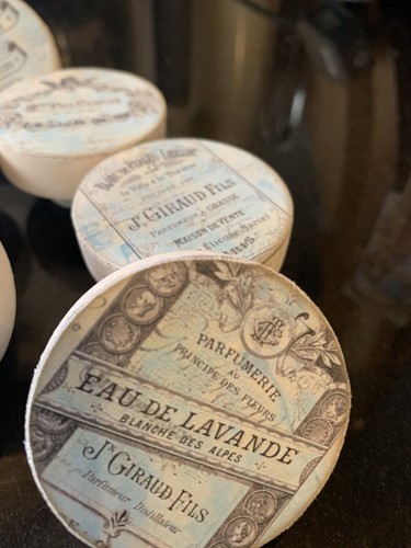 Pomelli per porta pubblicitari francesi vintage in legno fatti a mano maniglia tira comò shabby chic - Foto 6 di 7