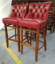6x Red Leather Bespoke Kichen Bar Stools