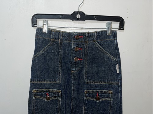 Vtg Mary Kate and Ashley Skirt Girls 10 Blue Denim Cargo Maxi Straight Y2K - Picture 2 of 7