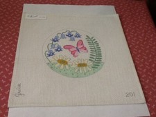 Beautiful Flowers  Fern With Butterfly Handpainted Needlepoint - N26
