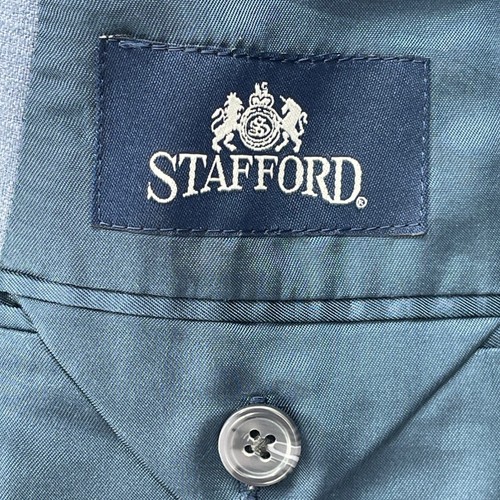 Stafford Blazer Men Size 46L Linen Blend Sport Coat Jacket Two Button Trend Blue - Picture 5 of 14