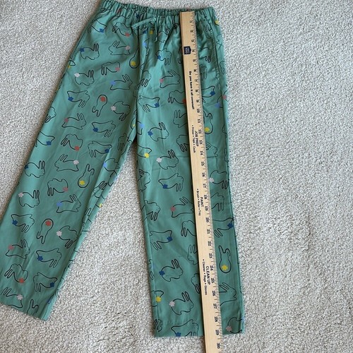 Hanna Andersson Green Cotton Tale Bunnies Poplin Pajama Set Kids Size 6-7 - Picture 13 of 16