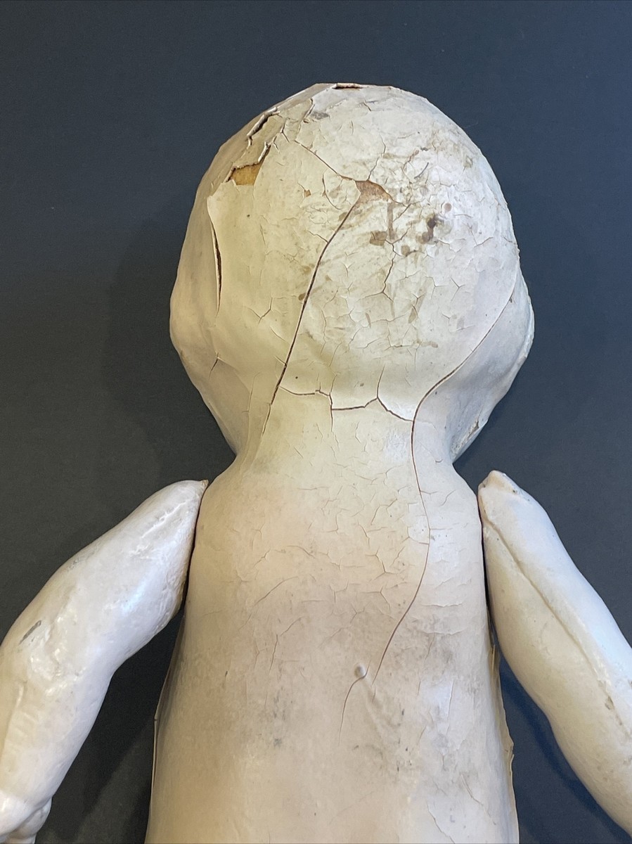 Antique 1910-1920's Kewpie Creepy Composite Baby Doll Silver Boots