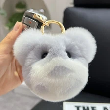 Real Rabbit Fur Totoro Keychain Pompom Ball Bag Charm Car Phone Bag Pendant Gift
