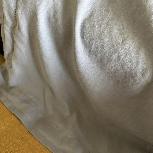 Fieldcrest Linen Single Queen Pillow Sham Grey Eyelet Border Accent - Picture 6 of 7