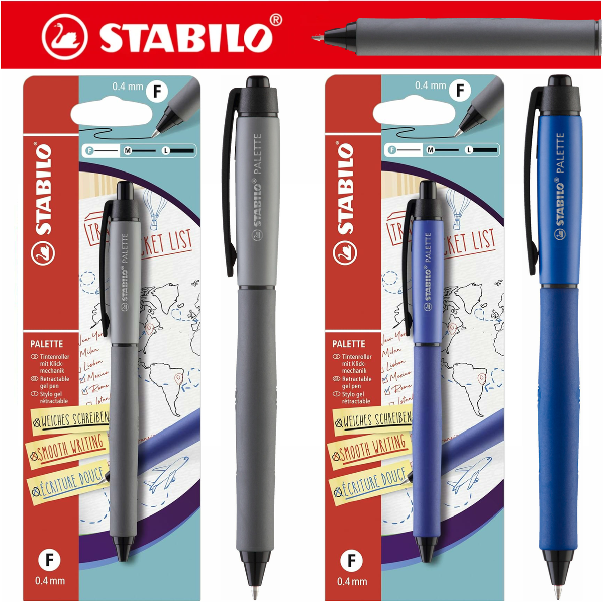 Retractable Gel Pen STABILO PALETTE Pack of Assorted