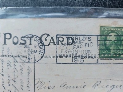 July 9 1913 Portland Oregon Vintage Postcard Union Depot Station Train Car Clock