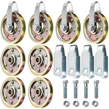 8 PCS 3 Inch Heavy Duty Garage Door Pulley Kit 3/8 Inch Wheels 200Lbs Fork