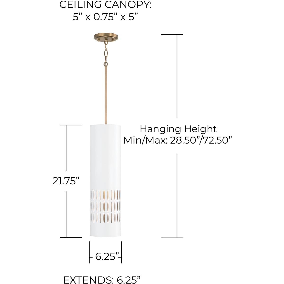 Capital Lighting Fixtures 350211AW OPEN BOX Dash Pendant Aged Brass and White