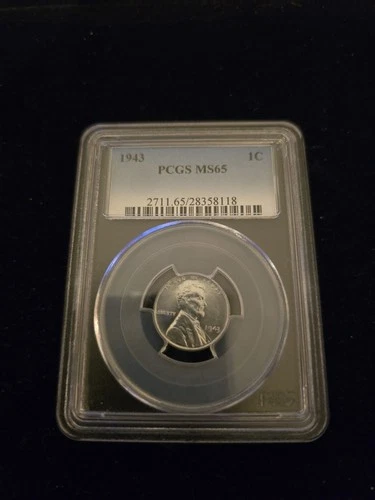 1943P Lincoln Wheat Steel Cent PCGS MS65
