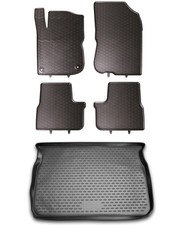 Gummi Fußmatten Kofferraumwanne Set für Peugeot 208 2013- Gummimatten