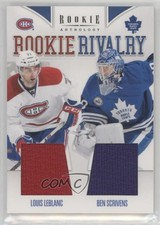 2011-12 Panini Rookie Anthology Rivalry Materials Louis Leblanc Ben Scrivens 3ob