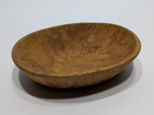 Greece 2017 Handmade Round Wooden Bowl / Dish, Brown Rustic Wood Grain Pattern