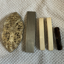 Vintage Mixed Metal  Plastic Hair Barrettes Lot of 5 Gold Silver Beige Brown