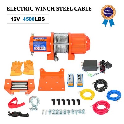 4500LBS 12V Electric Winch 6mm*15m Steel Cable Rope ATV UTV Truck Off Road USA