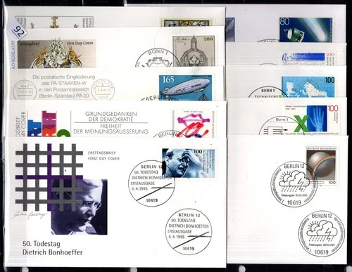 // GERMANY 1995 - 10 FDC - SPACE, MEDICINE, ZEPPELIN