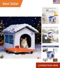 Elegant Heated Cat House with Elevated Bed, Waterproof  Easy Assembly - 18 Inch