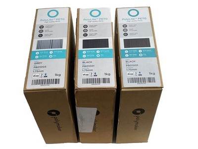 3x Polymaker PB01001 Black/Grey 1.75mm 3D Printing Filament PolyLite PETG